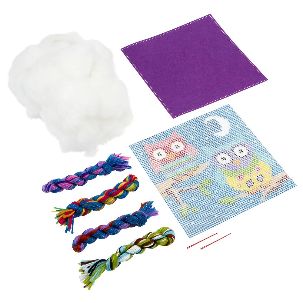 ALEX - Glow-in-the-dark Needlepoint Owl Pillow