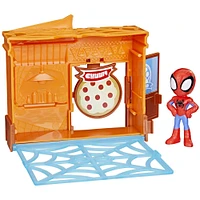 Marvel Spidey and His Amazing Friends City Blocks Spidey Pizza Parlor Kids Playset with Action Figure