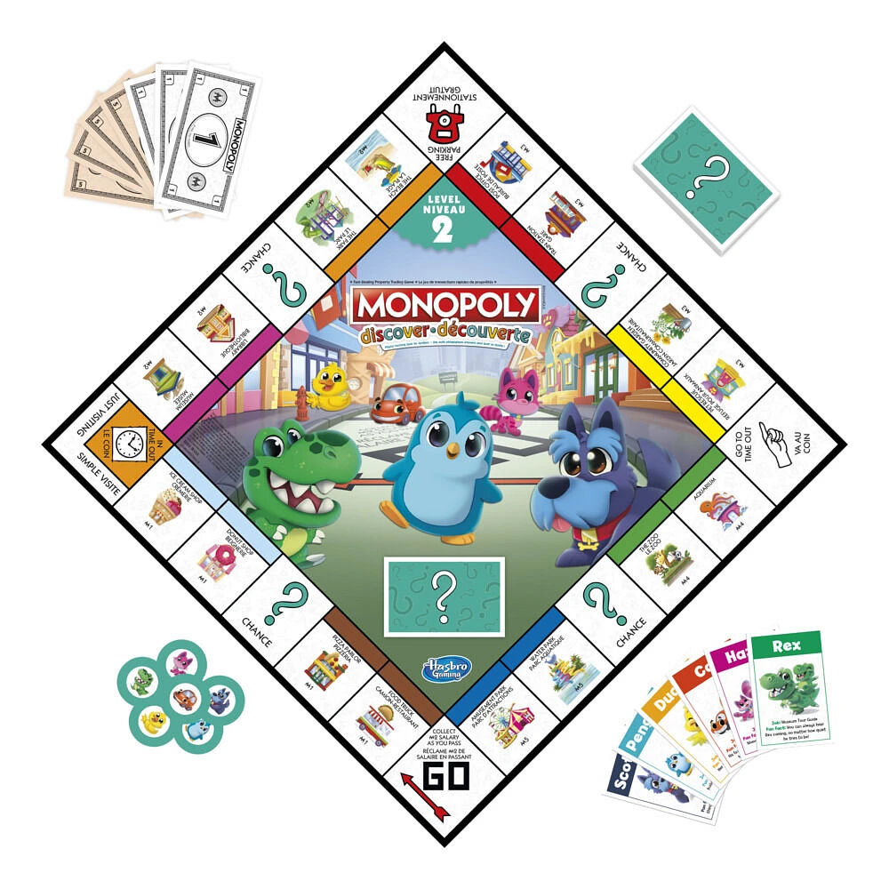 Monopoly Découverte, jeu de plateau, plateau réversible, 2 niveaux, outils pédagogiques