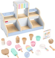 Coffret de jeu Bar laitier en bois Fisher-Price pour jeu de rôle d'âge préscolaire, 18éléments en bois