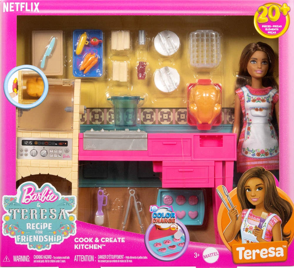 Barbie and Teresa Recipe for Friendship Teresa Doll & Kitchen Playset with 20+ Accessories