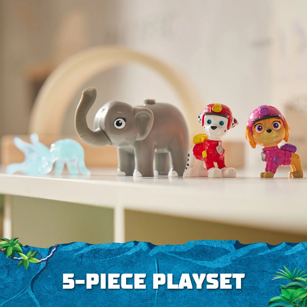 PAW Patrol Jungle Pups, Figurines articulées Marshall, Skye & Elephant avec lance-projectile