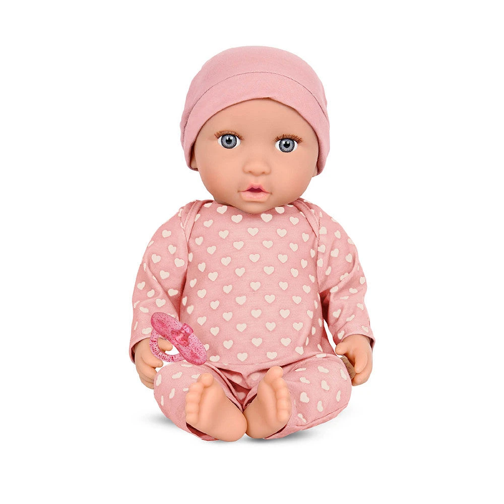 LullaBaby Baby Doll - Pink Heart-Print Pajama Gray Eyes