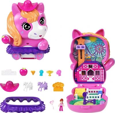 Polly Pocket Coffret Poney Rodéo, micro-poupée, chevaux, access.