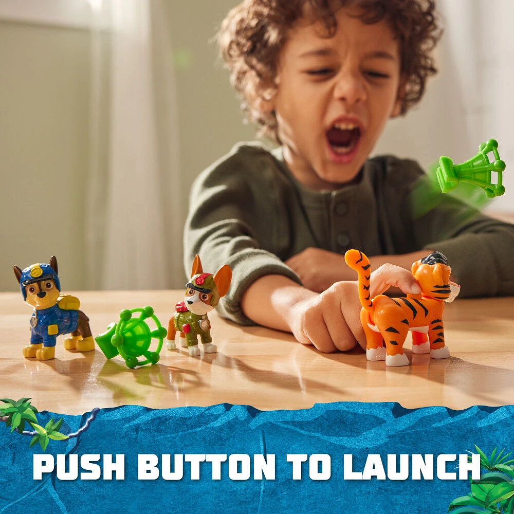 PAW Patrol: Jungle Pups Chase, Tracker & Tiger Action Figures with Projectile Launcher