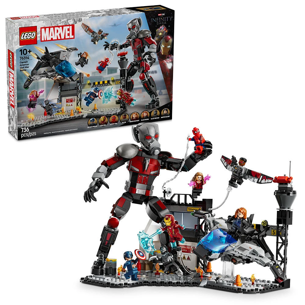 LEGO Marvel Captain America Civil War Action Battle Building Set - Superhero Toy - with 8 Minifigures and Giant Ant Man - 76314