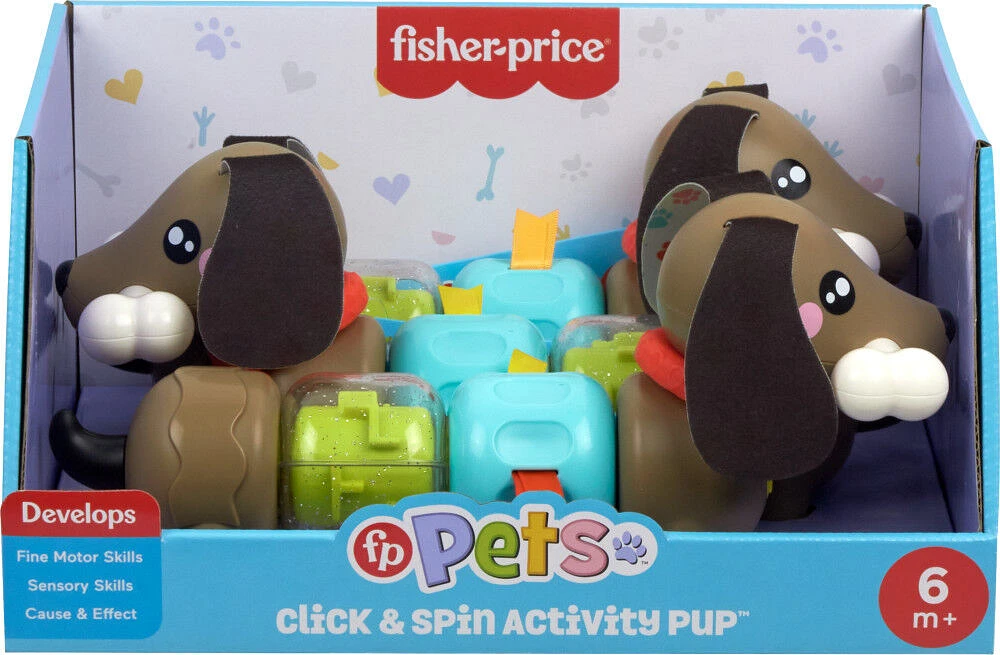 Fisher-Price FP Pets Click & Spin Activity Pup Fine Motor Sensory Toy for Babies