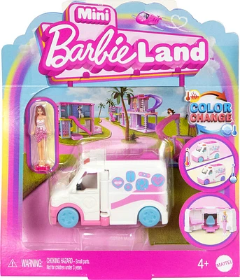 Barbie Mini BarbieLand Doll & Vehicle Set with 1.5-inch Doll, Color-Change Care Clinic