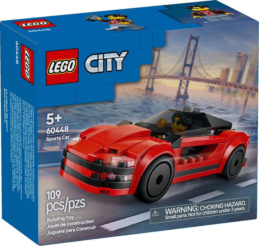 LEGO City La voiture de sport rouge, ensemble de supervoiture pour les 5 ans et plus 60448