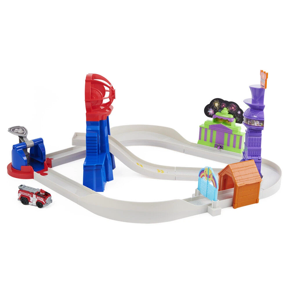 PAW Patrol, True Metal Total City Rescue Movie Track Set with Exclusive Marshall Vehicle, 1:55 Scale