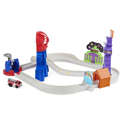 PAW Patrol, True Metal Total City Rescue Movie Track Set with Exclusive Marshall Vehicle, 1:55 Scale
