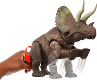 Jurassic World Rebirth Gigantic Thrashers Eotriceratops Dinosaur Figure Toy, Tail Activated Attack