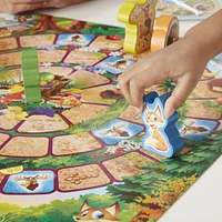 Jeu La course des bois, jeu préscolaire coopératif à thème forestier, pour enfants, inclut 4 pions en bois