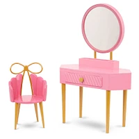 Our Generation Fabulous Fun Vanity Set Pink Vanity Table & Accessories for 18-inch Dolls