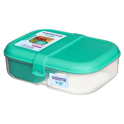 Sistema To Go Split Lunch Box, 1.1 L Food Storage Container with 2 Compartments, Colour May Vary