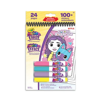 Crayola Colour & Erase Reusable Sticker Activity Pad, Gabby's Dollhouse