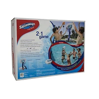 SwimWays, Ensemble de sport 2-en-1 pour la piscine, Filet de volley-ball et panier de basket-ball pour la piscine
