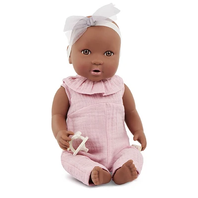 LullaBaby Baby Doll - Pink Jumper Brown Eyes & Warm Skin Tone