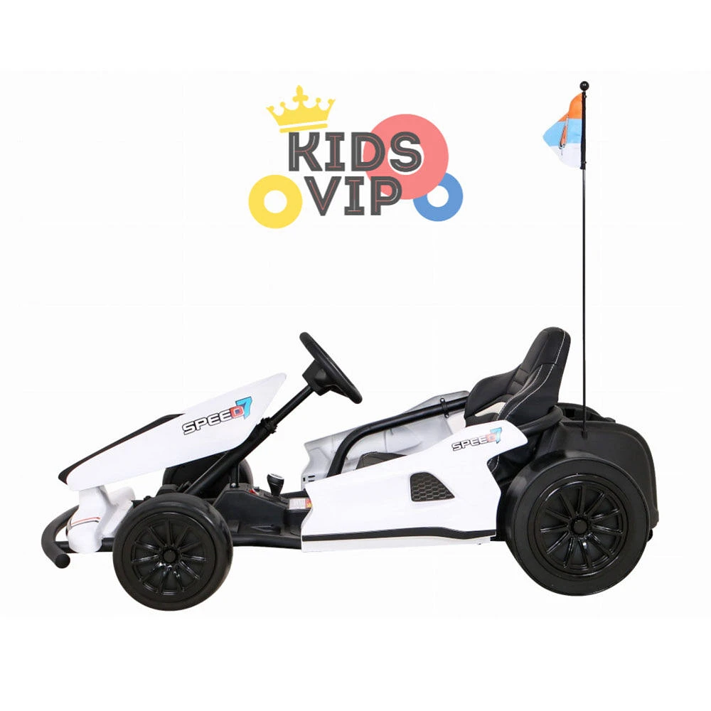 KidsVip 24V Furious Drifting Go Kart - Blanc - Édition anglaise