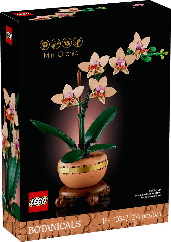 LEGO Botanique L'orchidée miniature, Cadeau botanique, Ensemble de construction de décoration intérieure pour adultes 10343