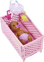 ​Barbie Skipper Babysitters Playset with Friend Doll, Baby Doll with Sleepy Eyes, Crib and Accessories