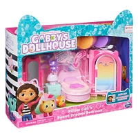 DreamWorks, Gabby's Dollhouse, Sweet Dreams Bedroom avec figurine Pillow Cat et 3 accessoires, 3 meubles et 2 boîtes surprises