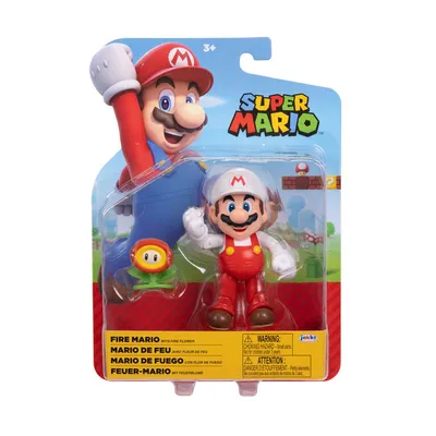 Super Mario 4 Inch Figure - Fire Mario with Fire Flower