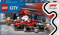 LEGO City L'arrêt au stand et les mécaniciens de F1 avec la voiture Ferrari, modèle de véhicule de course 60443