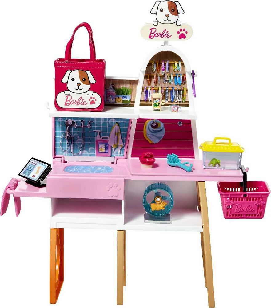 BarbieCoffret poupée et animalerie avec 4animaux et accessoires