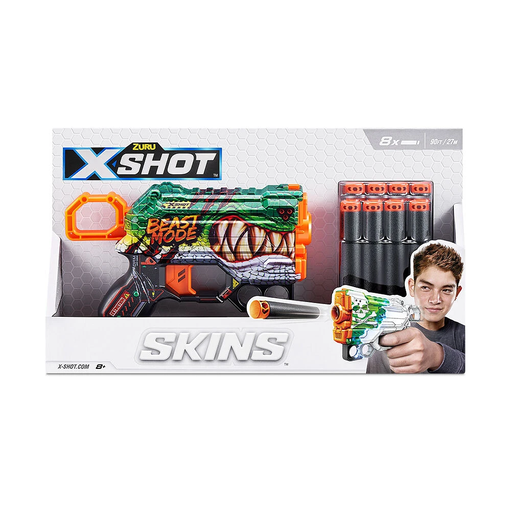 Pistolet à fléchettes Menace X-Shot Skins (8 fléchettes) par ZURU