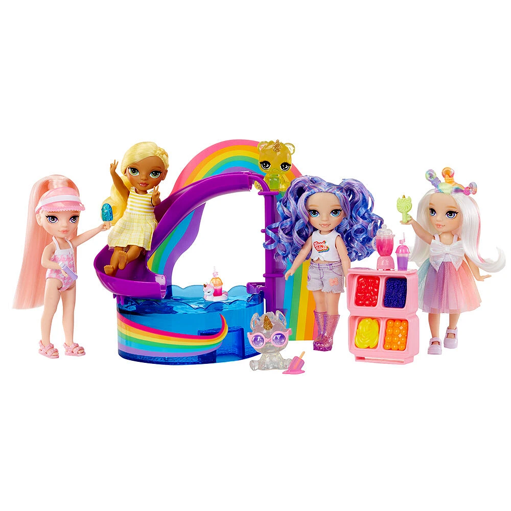 Rainbow High Littles Pool Day Playset + Small Doll (Pink 5.5")