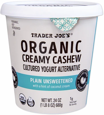 Organic Creamy Cashew Cultured Yogurt Alternative, Plain Unsweetened