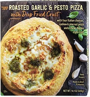 Roasted Garlic & Pesto Pizza with Deep Fried Crust