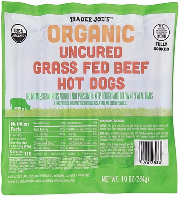 Organic Uncured Grass Fed Beef Hot Dogs