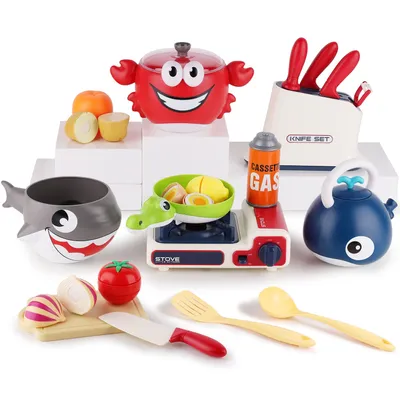 Kids Kitchen Cooking Toy Set Pretend Play Cookware Playset