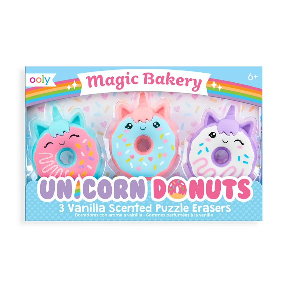 magic bakery unicorn donuts scented erasers - set of 3