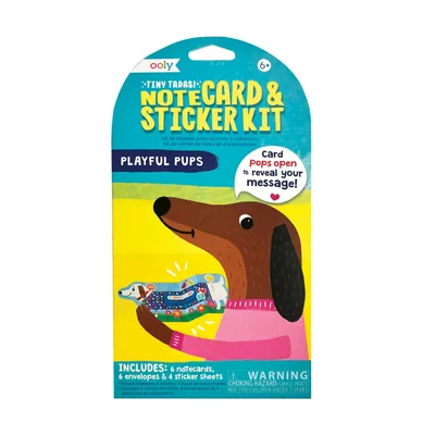 tiny tadas! note cards and sticker set - playful pups