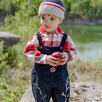 Navy grey knit toque with wool socks effect, baby