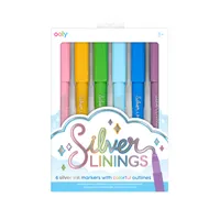 silver linings outline markers - set of 6