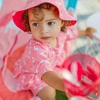 PINK TWO PIECES SWIMSUIT WITH FLAMINGO ALL OVER PRINT, BABY