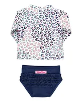 Cool Leopard Long Sleeve Zipper Rash Guard 2-Piece