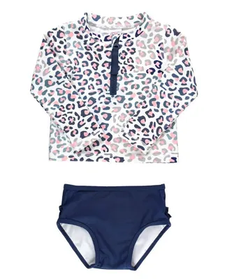 Cool Leopard Long Sleeve Zipper Rash Guard 2-Piece