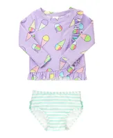 Snow Cones Ruffled Long Sleeve Rash Guard 2-Piece