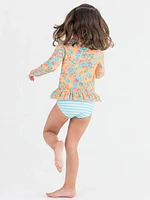 Vibrant Valley Ruffle Hem Rash Guard 2-Piece