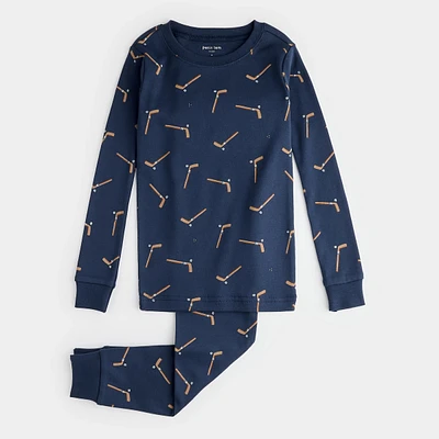 Hockey Stick Print on Blueberry PJ Set