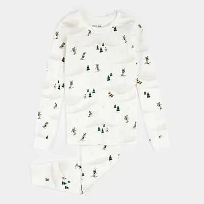 Winter Fun Print on Off-White PJ Set