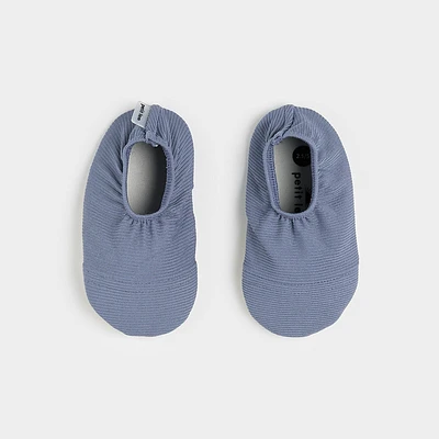 Faded Blue Ribbed Swim Slippers