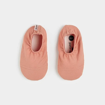 Fiery Coral Ribbed Swim Slippers