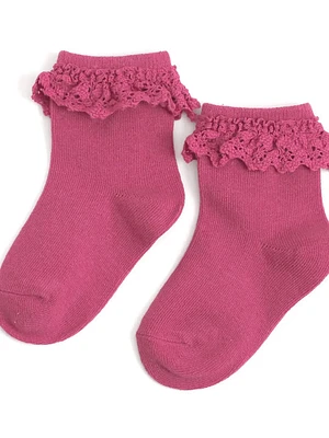 Raspberry Lace Midi Sock