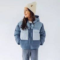 HOODED BLUE PUFFER COAT, CHILD